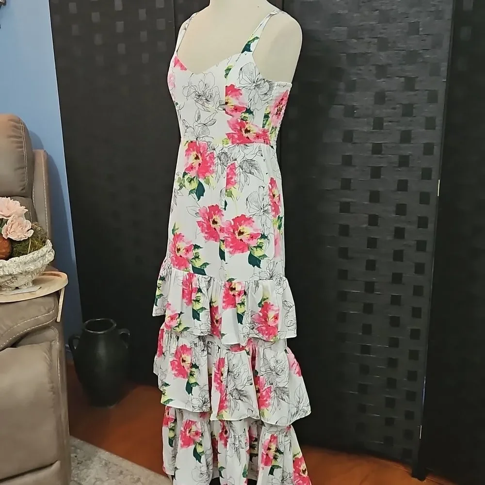 NWT Abercrombie & Fitch Dream Ruffle Floral Maxi Dress Size Small Petite